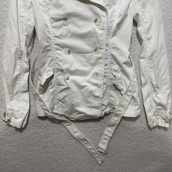 Abercormbie‎ & Fitch Womens Sz S White Double Breasted Naval Belt Jacket Coat - Picture 4 of 14
